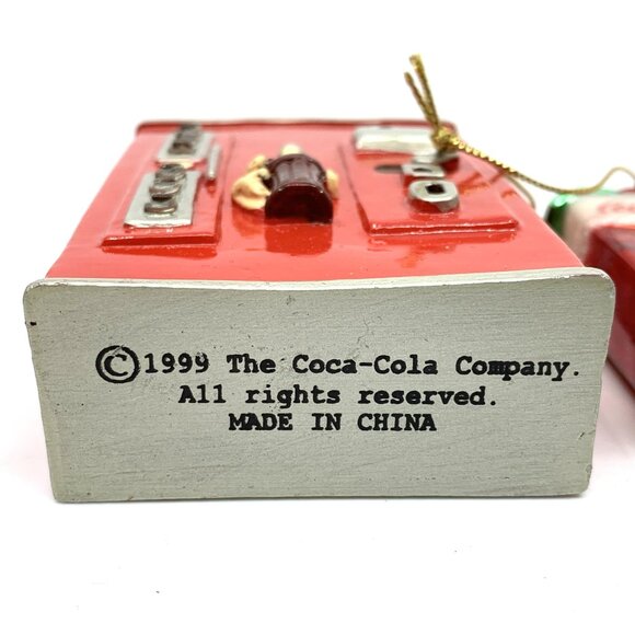 3 Coca-Cola Coke Vending Machine Ornaments Vintage Glitter Porcelain Metal Vtg - Picture 9 of 11